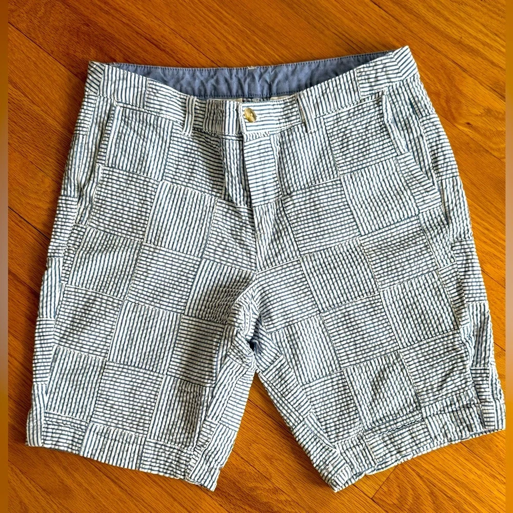 L.L Bean Seersucker patchwork Bermuda shorts. Favorite Fit